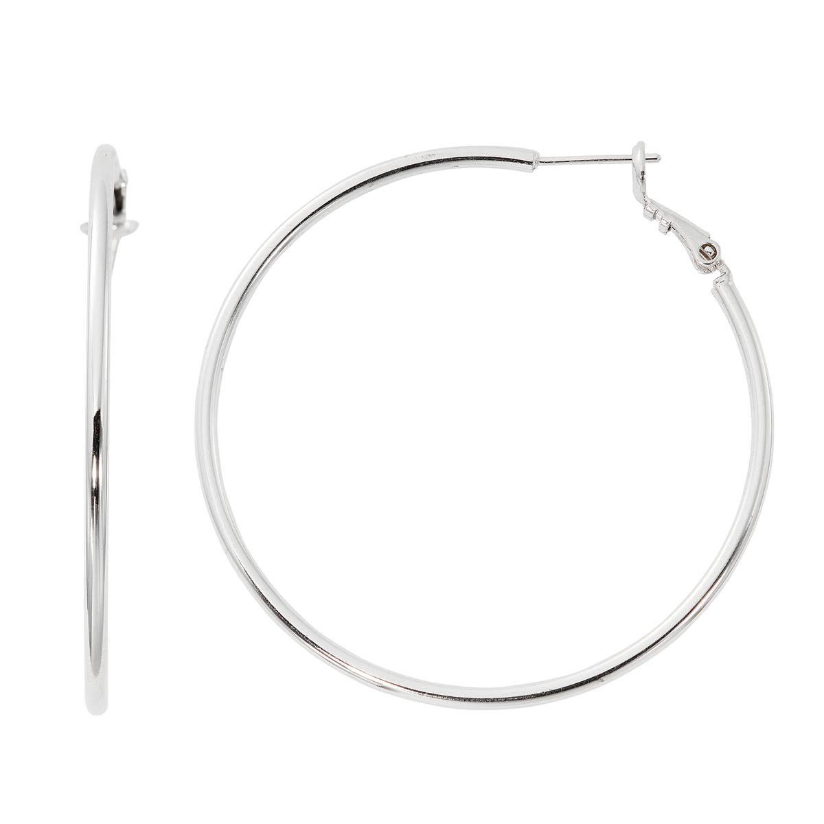 Danecraft Silver-Tone 50mm Polished Hoop Earrings