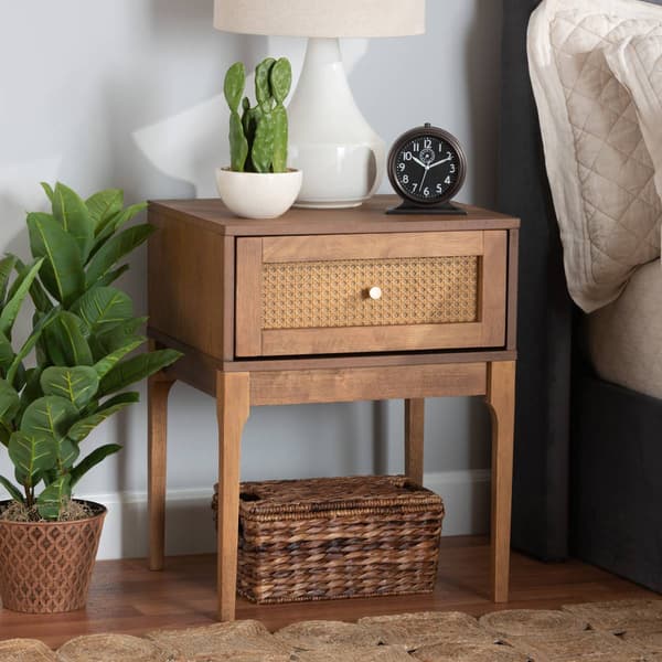 Baxton Studio Ramiel Modern Ash Walnut Wood 1-Drawer Nightstand