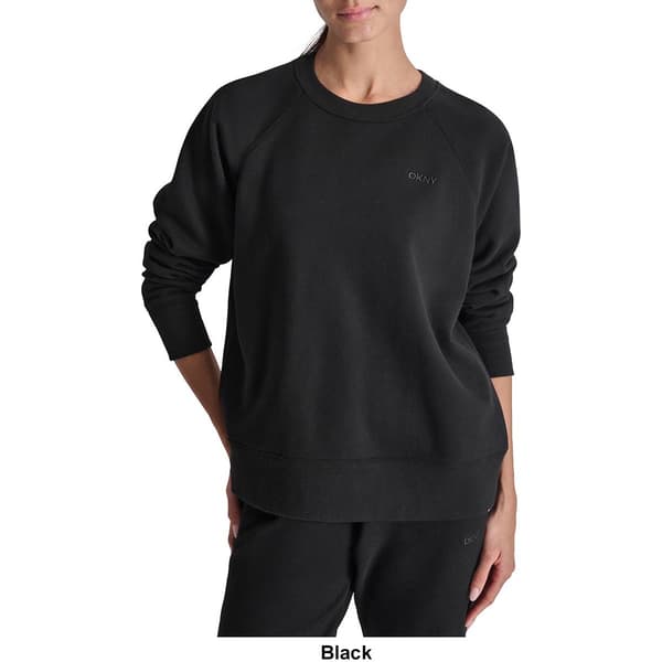 Womens DKNY Embroidered Logo Fleece Crewneck Sweatshirt