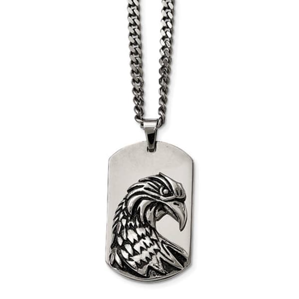 Mens Gentlemen's Classics&#40;tm&#41; Steel Antiqued Eagle Necklace - image 