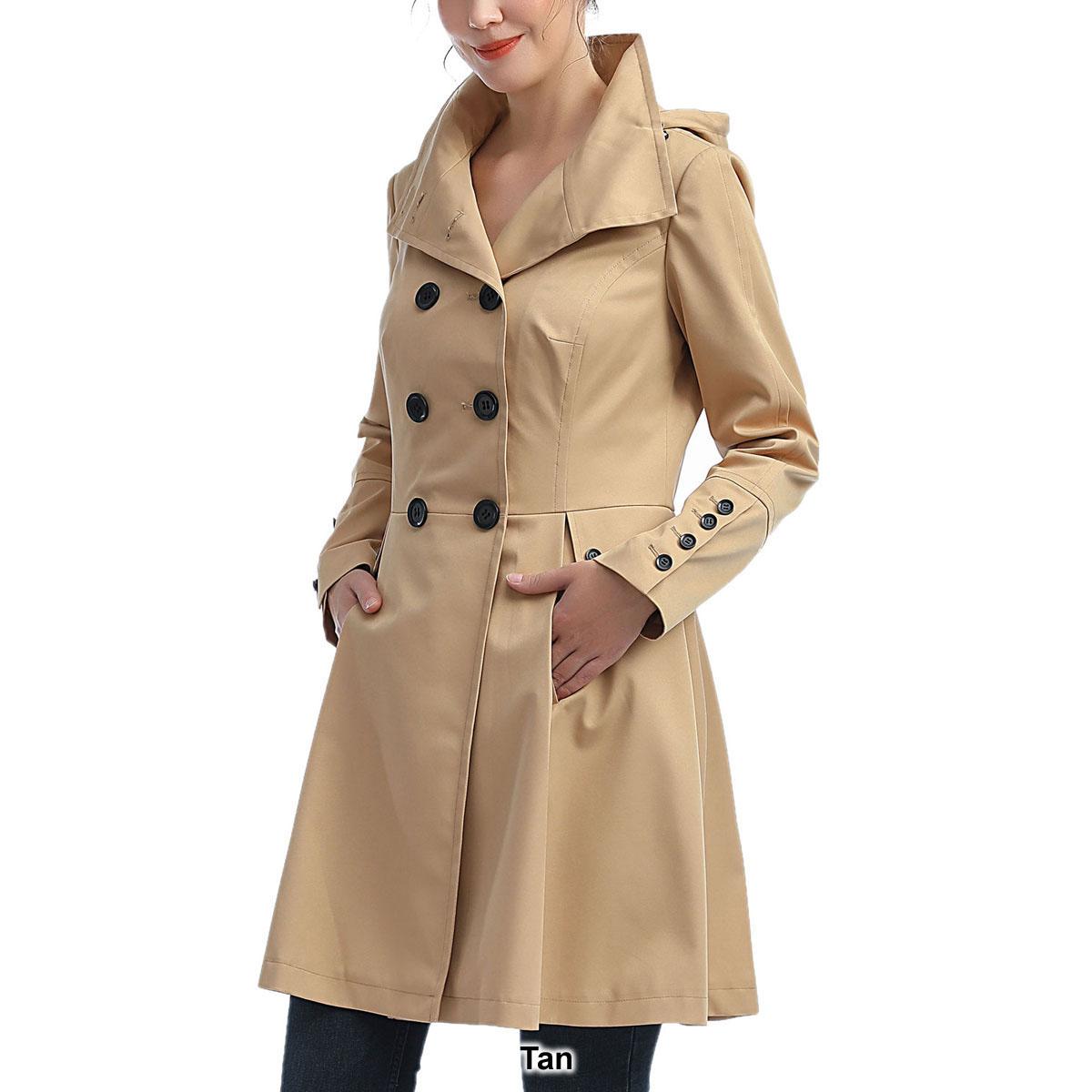 Womens BGSD Waterproof Hooded Mid Length Trench Coat