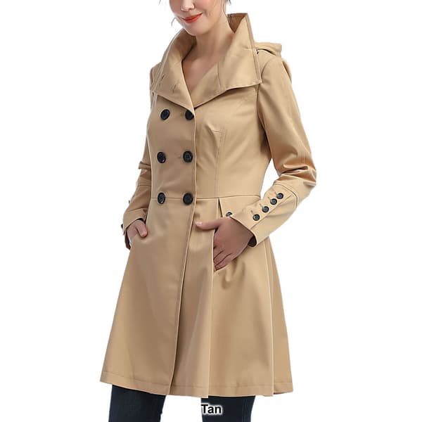 Womens BGSD Waterproof Hooded Mid Length Trench Coat