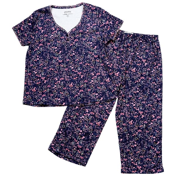 Plus Size Karen Neuburger Short Sleeve Ditsy Capri Pajama Set
