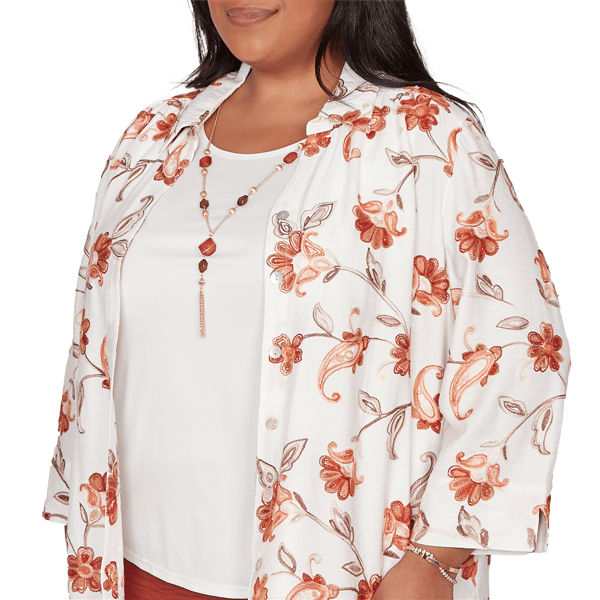 Plus Size Alfred Dunner Spice Market Paisley Floral Collared Two