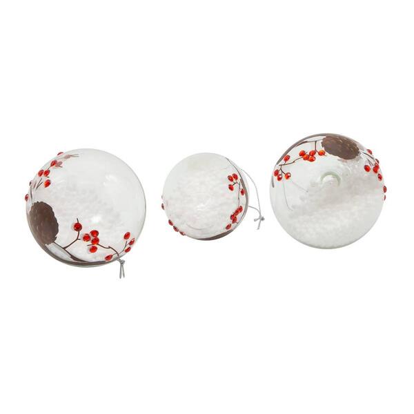 Kurt Adler Glass Transparent Cardinal Ball 3pc Ornaments Set