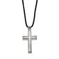 Mens Gentlemen's Classics&#40;tm&#41; Steel Leather Cord Cross Necklace - image 1