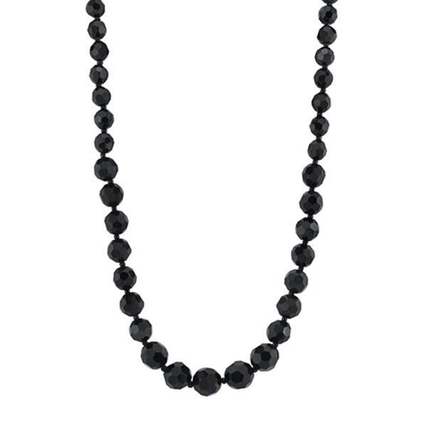1928 Black Beaded Necklace - image 