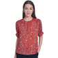 Womens Tommy Hilfiger Short Button Puff Sleeve Floral Blouse - image 1