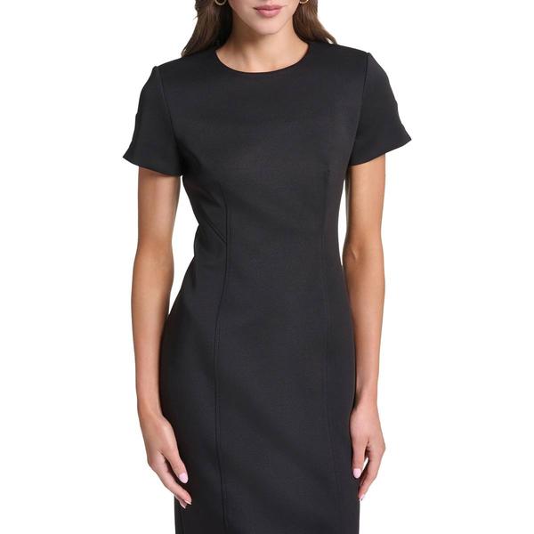 Womens Calvin Klein Short Sleeve Solid Crepe Sheath Dress