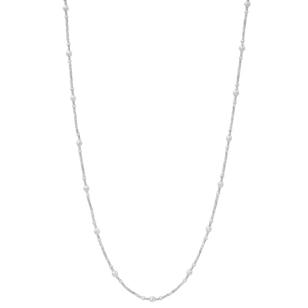 Design Collection Silver-Tone Twisted Bead Station Necklace - image 