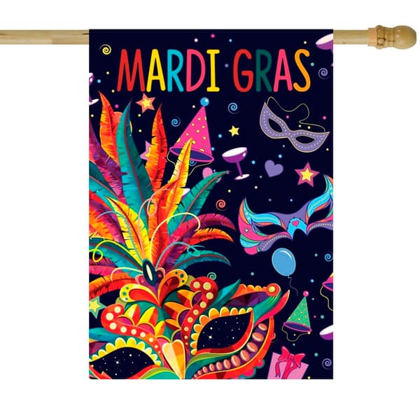 Northlight Seasonal Mardi Gras Feathers & Masks House Flag
