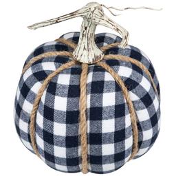 Northlight Plaid Fall Harvest Pumpkin with Weathered Stem