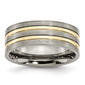 Mens Endless Affection&#40;tm&#41; 8mm Grooved Yellow IP-Plated Wedding Band - image 1