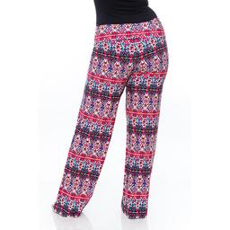 Plus Size White Mark Print Palazzo Pants - Fuchsia/Royal