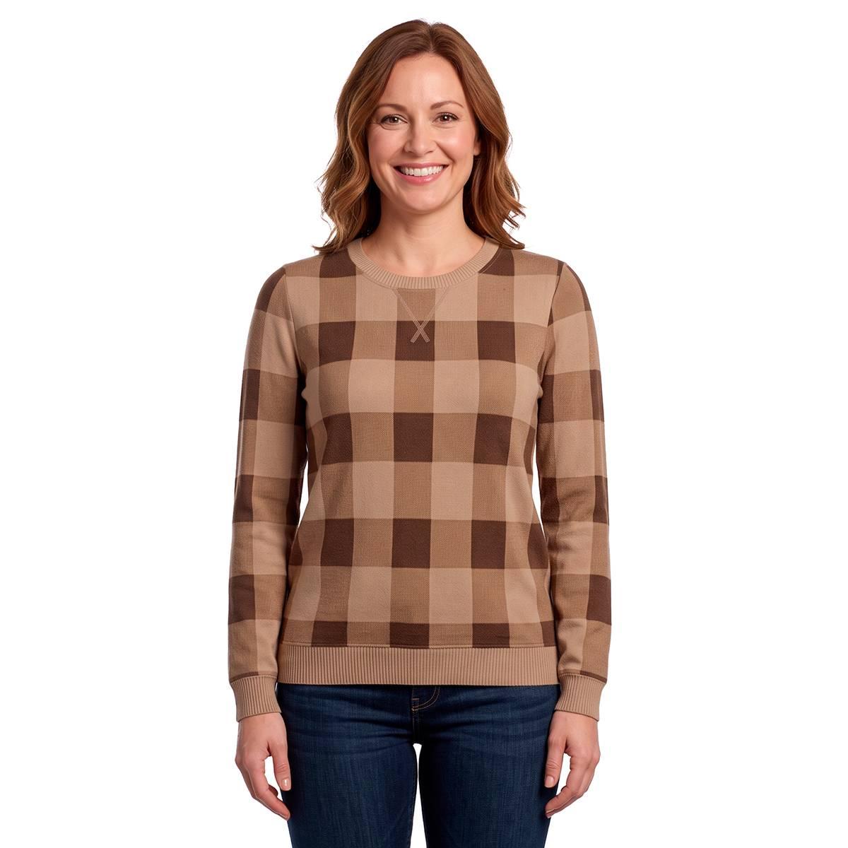 Petite Emily Daniels Long Sleeve Pullover Hacci Sweater - Tan