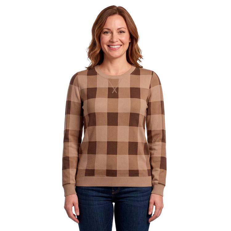 Womens Emily Daniels Long Sleeve Pullover Hacci Sweater - Tan