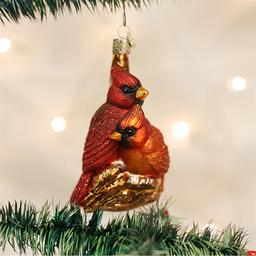 Old World Christmas Pair Of Cardinals Glass Ornament