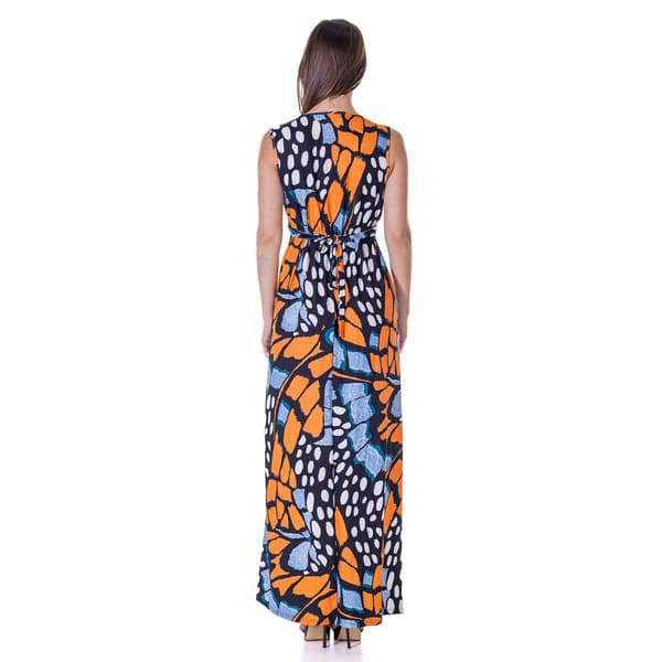 Womens 24/7 Comfort Apparel Butterfly Empire Waist Maxi Dress