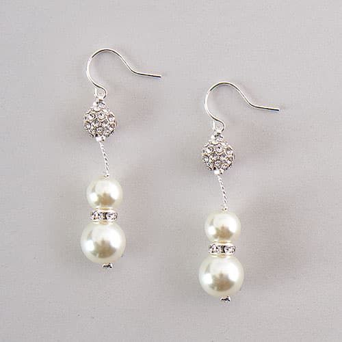 Rosa Rhinestones Pearl &  Rhinestone Fire Ball Earrings - image 
