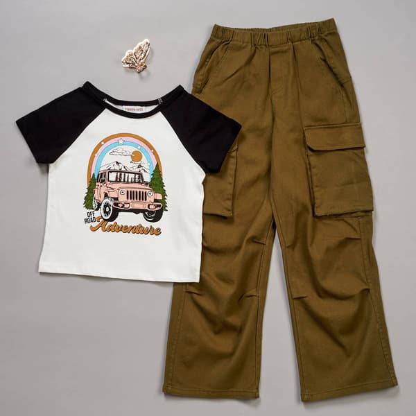 Girls (7-12) Tween Diva Off Road Raglan Tee with Cargo Pants