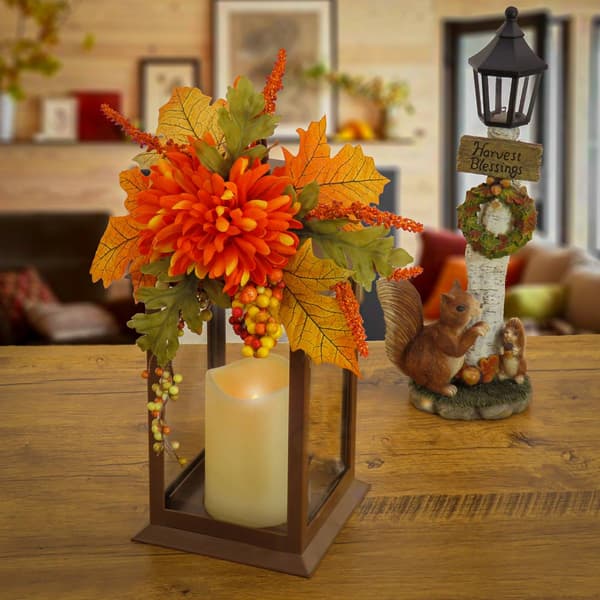 National Tree 14in. Mum Flower Harvest Lantern