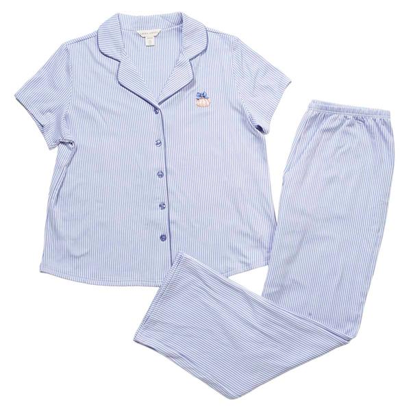 Womens Laura Ashley(R) Short Sleeve Pumpkin Notch Collar Pajama Set - image 