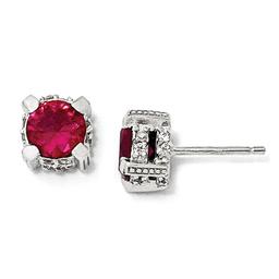 Sterling Silver & Ruby 7mm Stud Earrings