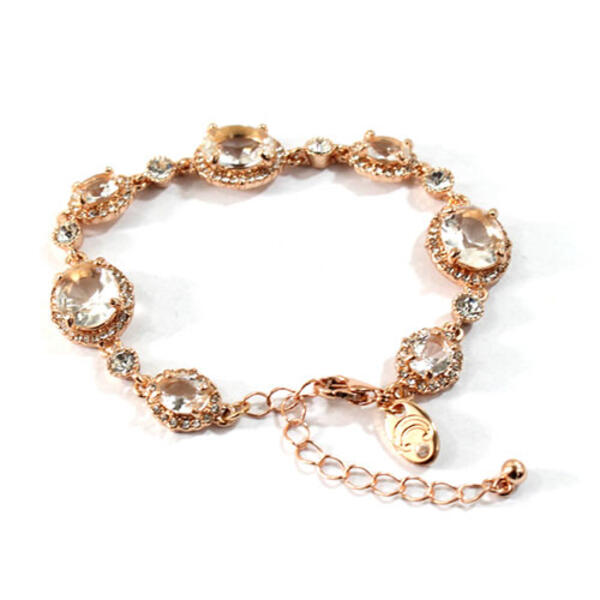 Adrienne Vittadini Rose Gold Crystal Links Bracelet - image 
