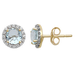 Gemstone Classics&#40;tm&#41; Aquamarine & White Sapphire Earrings