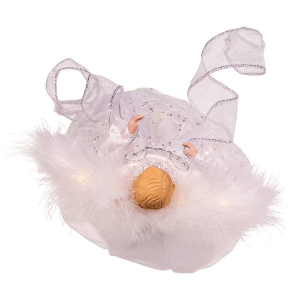 Kurt Adler Silver & White Fairy Lighted Angel Tree Topper