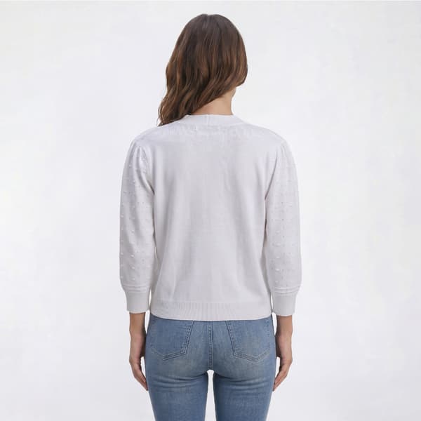 Womens 89th & Madison 3/4 Sleeve Bobble Stitch Cardigan