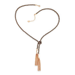 Guess Rose Gold & Black Knotted Tassel Y-Necklace