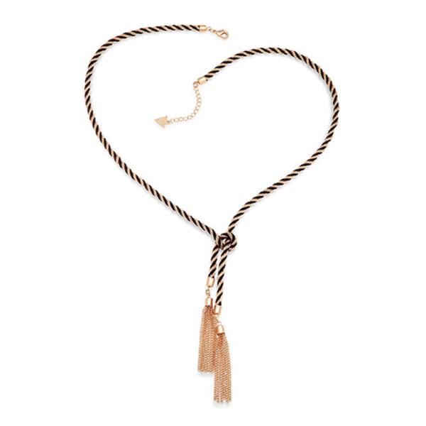 Guess Rose Gold & Black Knotted Tassel Y-Necklace - image 