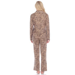 Womens White Mark Leopard Long Sleeve Pajama Set