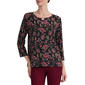 Petite Jones New York 3/4 Sleeve Bar Keyhole Floral Top - image 1