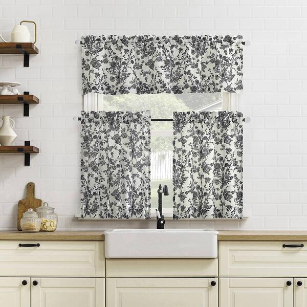 Elodie Rose Print Text Tier Curtains - image 