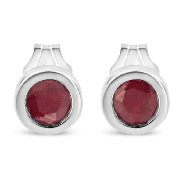 Haus of Brilliance Sterling Silver Created Garnet Stud Earrings - image 