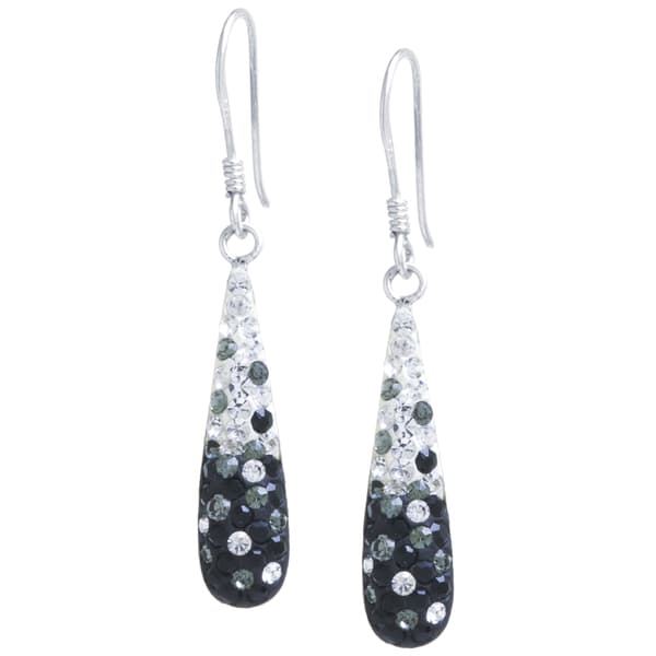 Athra Sterling Silver Black & Clear Crystal Teardrop Earrings - image 