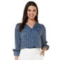 Womens Zac & Rachel Roll Tab Sleeve Star Button Front Blouse - image 2