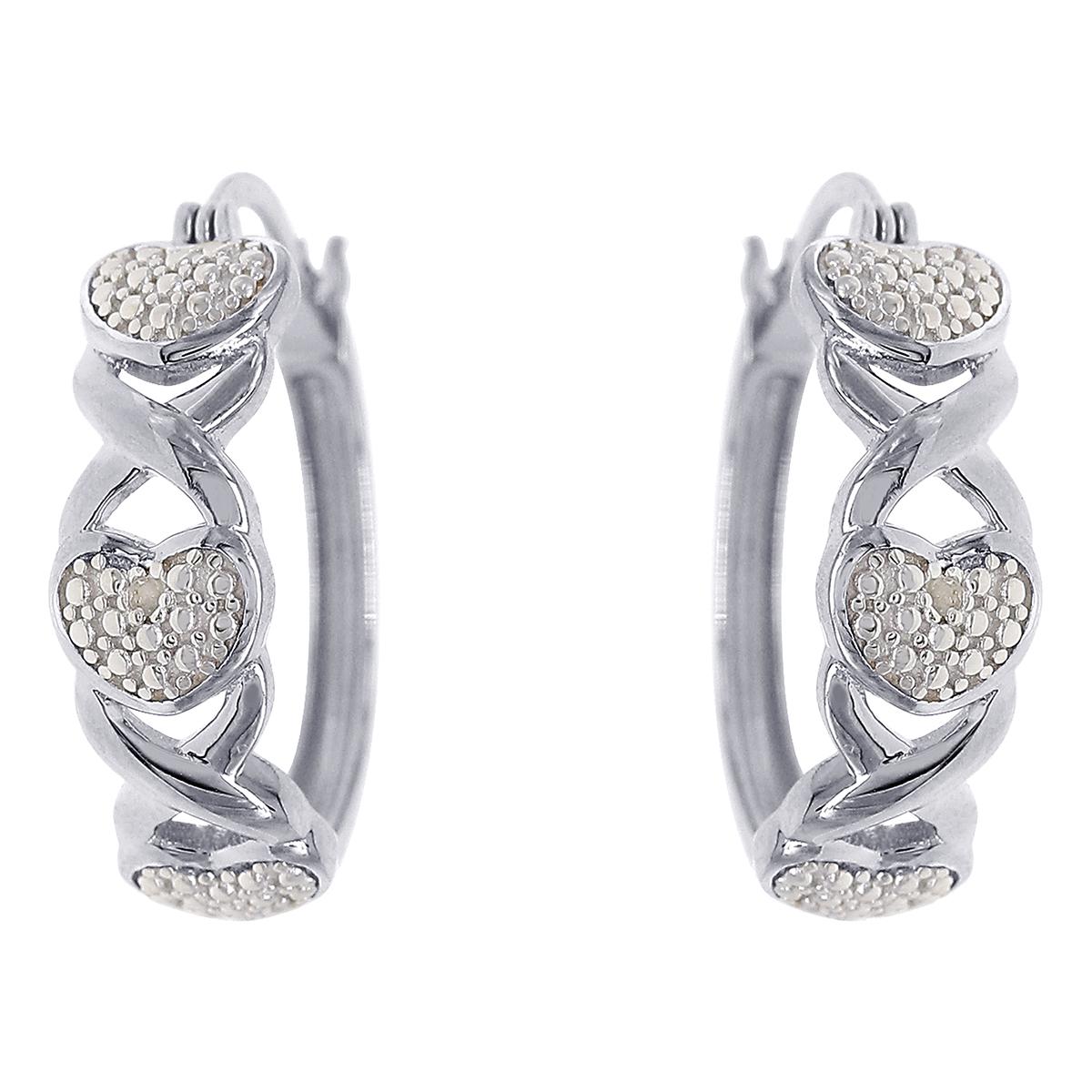 Gianni Argento Stainless Steel D/A X Heart Hoop Earrings