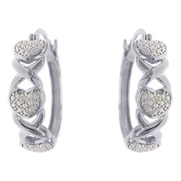 Gianni Argento Stainless Steel D/A X Heart Hoop Earrings