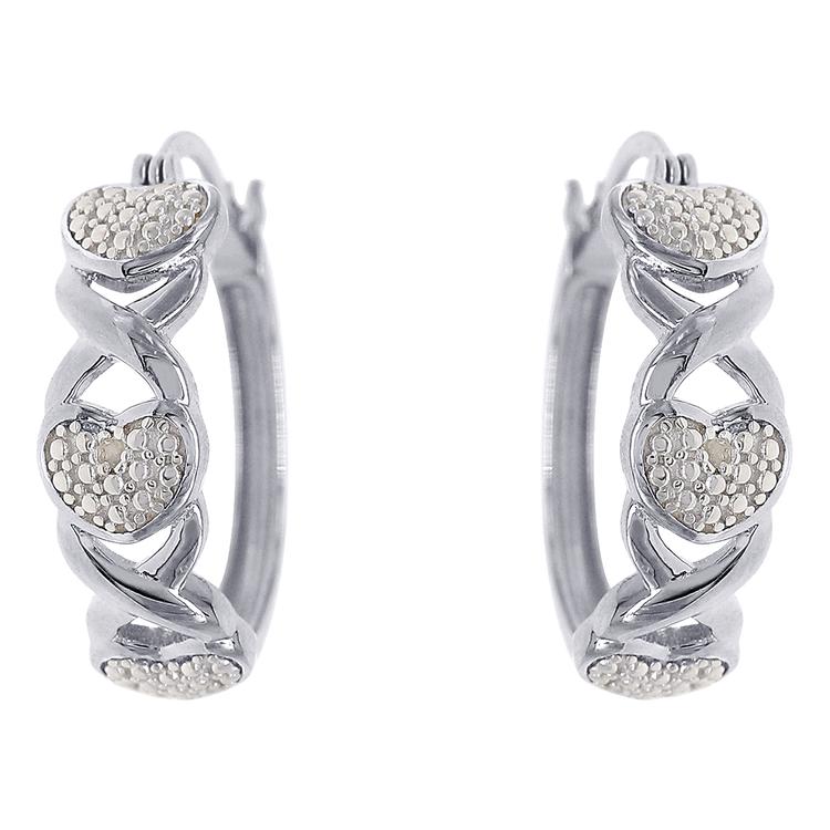 Gianni Argento Stainless Steel D/A X Heart Hoop Earrings