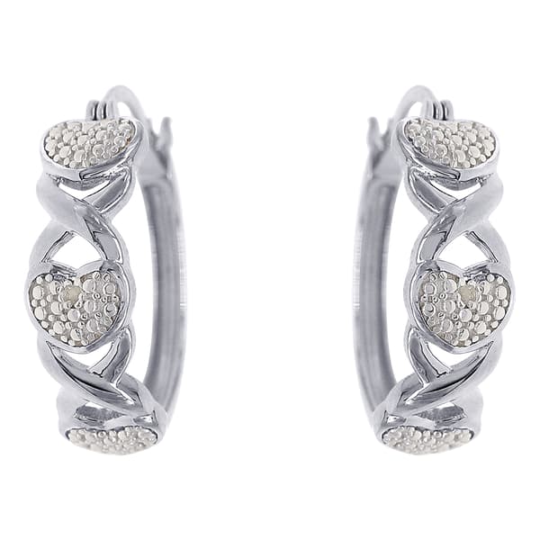 Gianni Argento Stainless Steel D/A X Heart Hoop Earrings - image 
