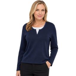 Womens Hasting & Smith Long Sleeve Satin Trim Two In One Tee