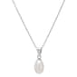 Sterling Silver Oval  Pearl Pendant Necklace - image 1