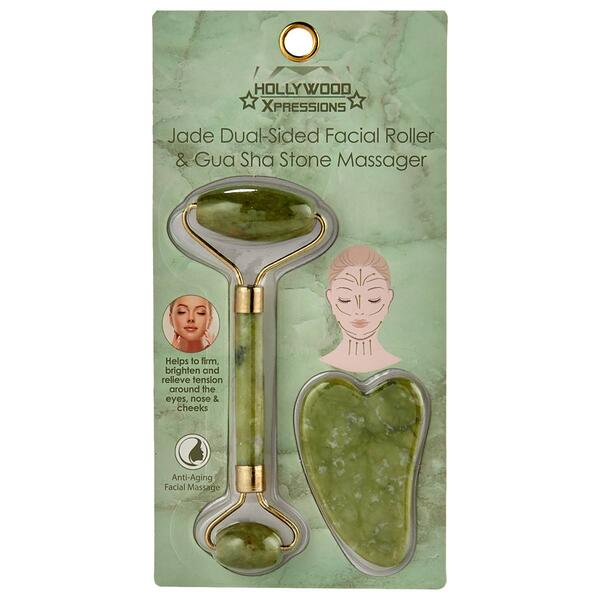 Jade Dual-Sided Facial Roller & Gua Sha Stone Massager - image 