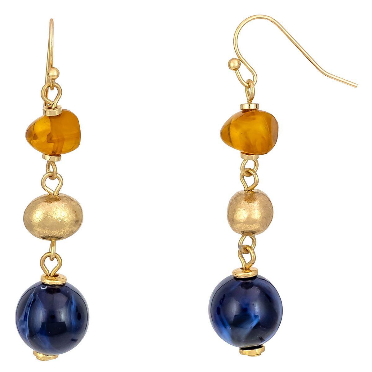 Ashley Cooper(tm) Multi-Colored Triple Bead Linear Drop Earrings