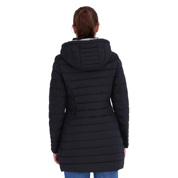 Womens Nautica Chest Zipper & Faux Fur Lined Hood Puffer