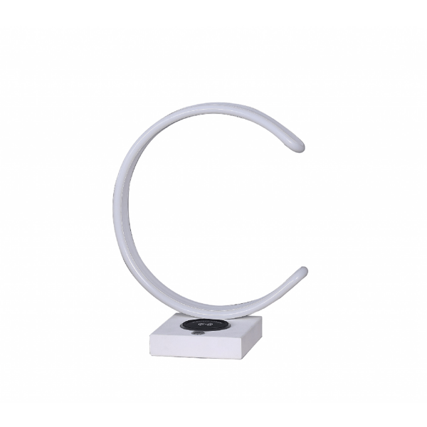 HomeRoots 14in. White Table Lamp with USB Wireless Charger