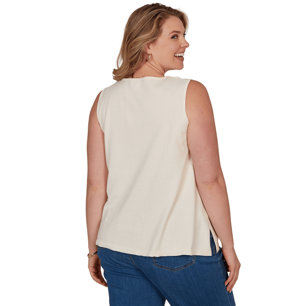 Plus Size Ruby Rd. Renaissance Romance Crochet Front Tank Top - image 
